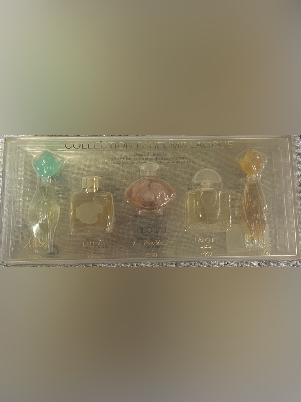 Collection Parfums LALIQUE Mini Miniature Perfume Bottle Set 1995 1992 1997 1996